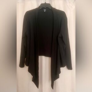 Rafaella Black Draped Open Front Cardigan XL Classic Chic